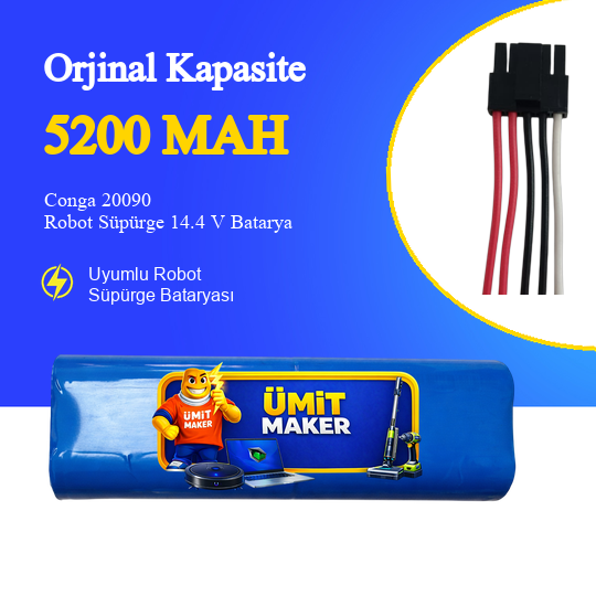Conga 20090 Robot Süpürge 5200 mAh Batarya