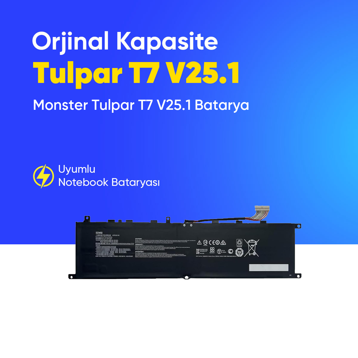 Monster Tulpar T7 V25.1 Batarya Pil – Yüksek Performanslı, Uzun Ömürlü, Orijinal Uyumlu Güç Kaynağı