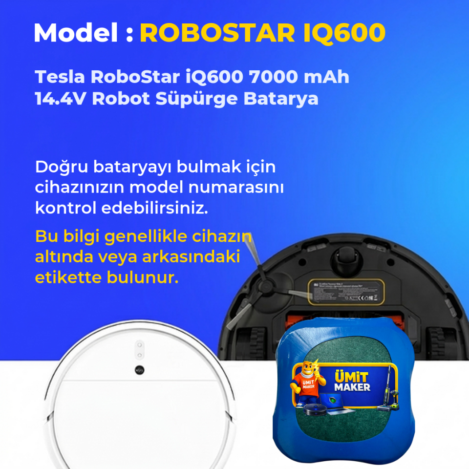 Tesla RoboStar iQ600 7000 mAh 14.4V Robot Süpürge Batarya