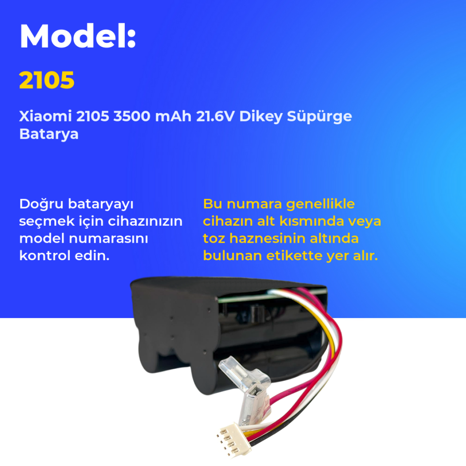 Xiaomi 2105 3500 mAh 21.6V Dikey Süpürge Batarya
