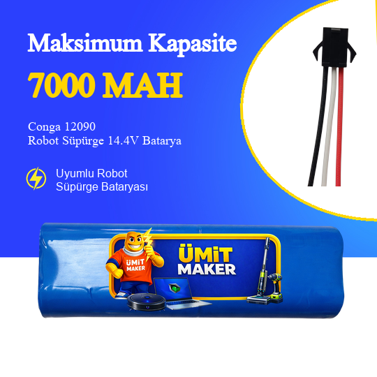 Conga 12090 Robot Süpürge 7000 mAh Batarya
