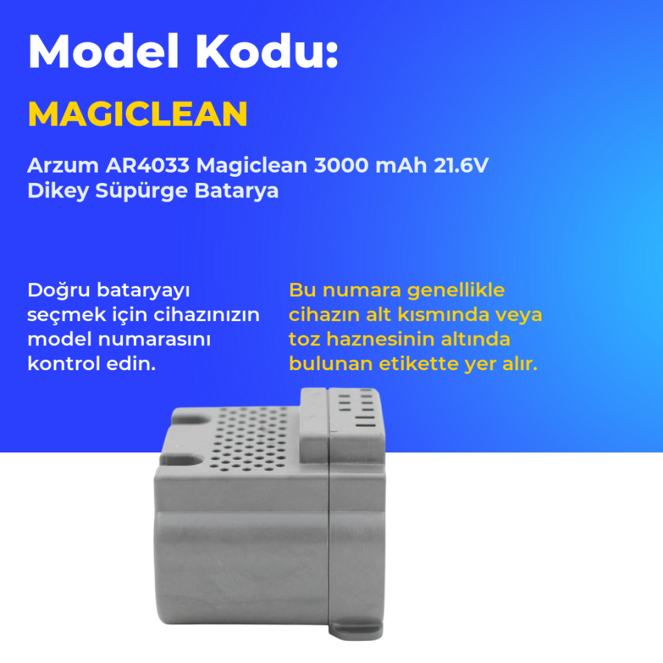 Arzum AR4033 Magiclean 3000 mAh 21.6V Dikey Süpürge Batarya