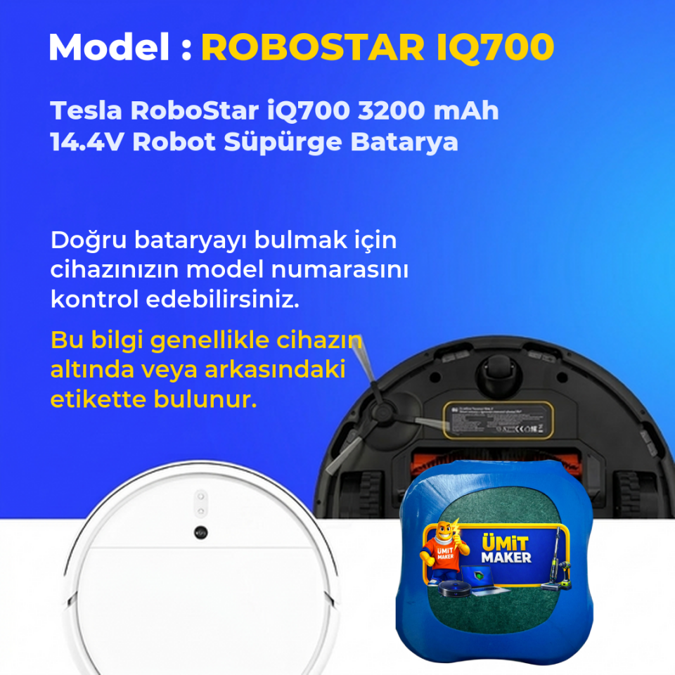Tesla RoboStar iQ700 3200 mAh 14.4V Robot Süpürge Batarya