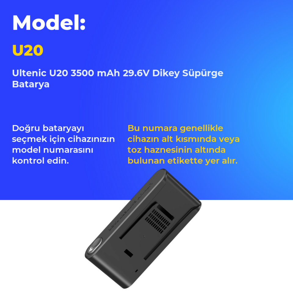 Ultenic U20 3500 mAh 29.6V Dikey Süpürge Batarya