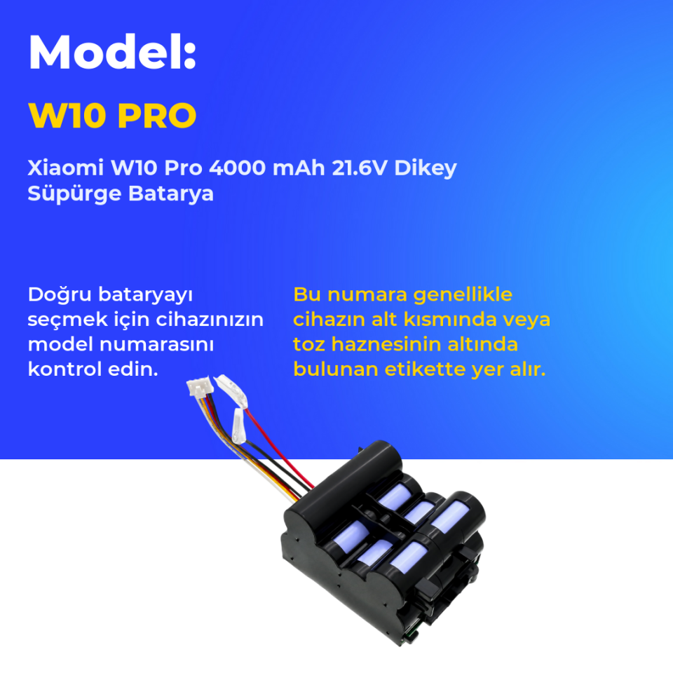 Xiaomi W10 Pro 4000 mAh 21.6V Dikey Süpürge Batarya