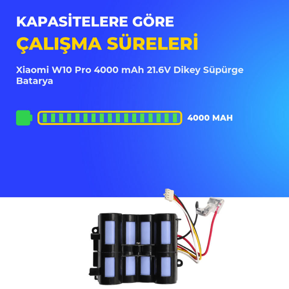 Xiaomi W10 Pro 4000 mAh 21.6V Dikey Süpürge Batarya