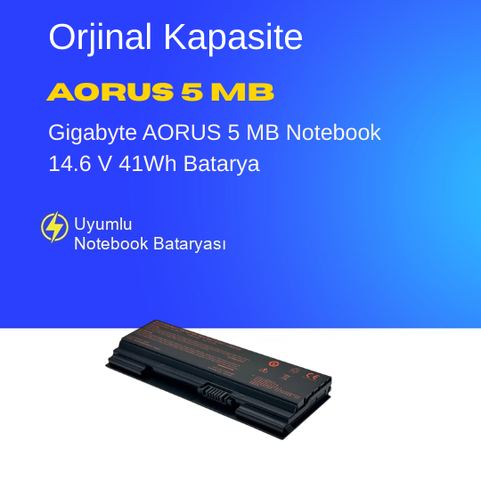 Gigabyte AORUS 5 MB Notebook 14.6 V 41Wh Batarya – Orjinal Uyumlu, Yüksek Performanslı