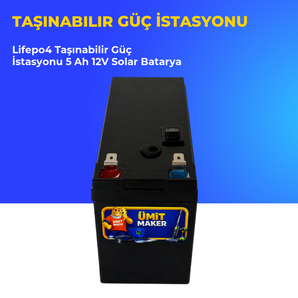Lifepo4 Taşınabilir Güç İstasyonu 5 Ah 12V Solar Batarya