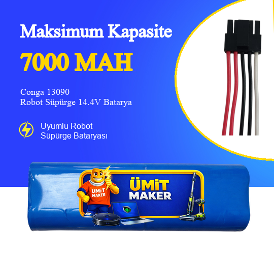 Conga 13090 Robot Süpürge 7000 mAh Batarya