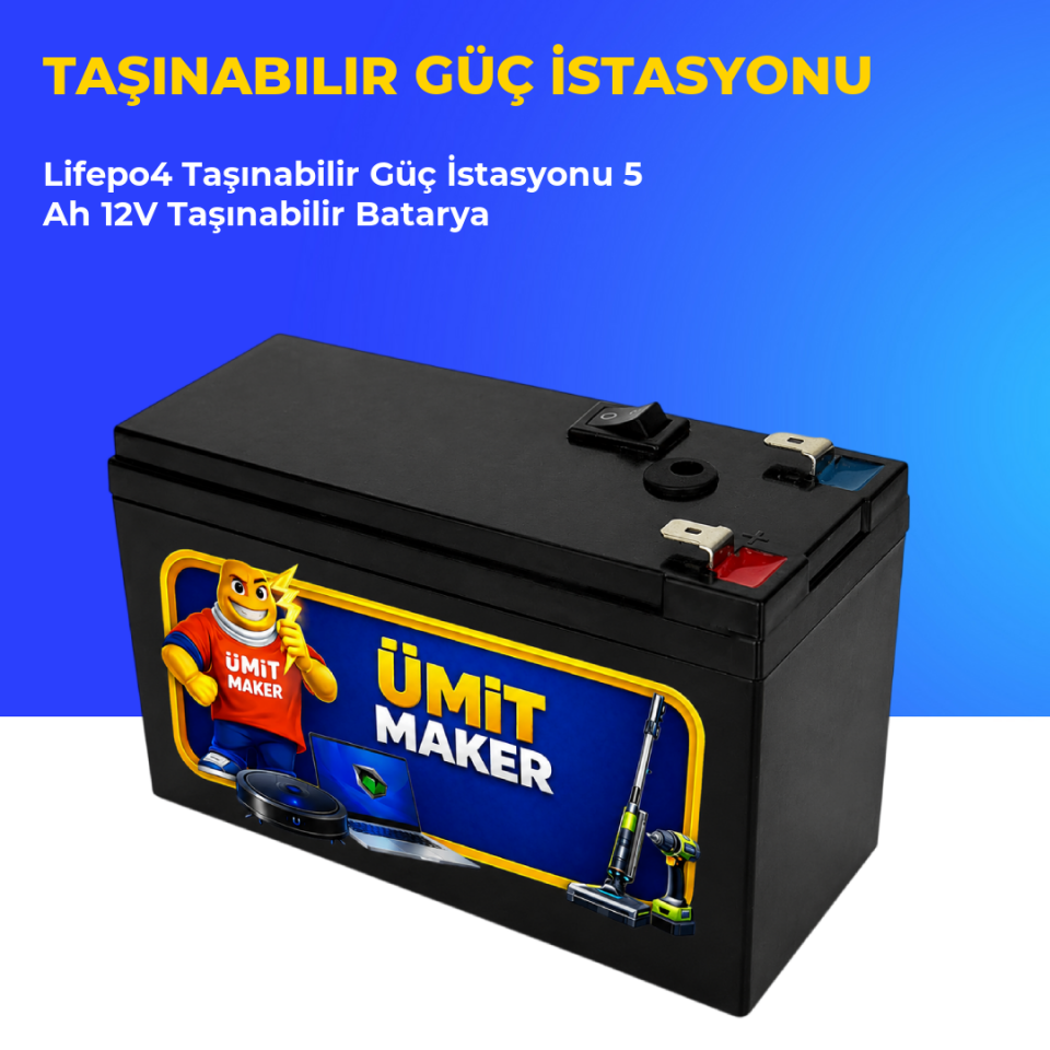 Lifepo4 Taşınabilir Güç İstasyonu 5 Ah 12V Taşınabilir Batarya