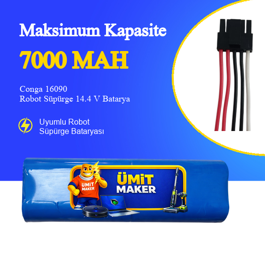 Conga 16090 Robot Süpürge 7000 mAh Batarya