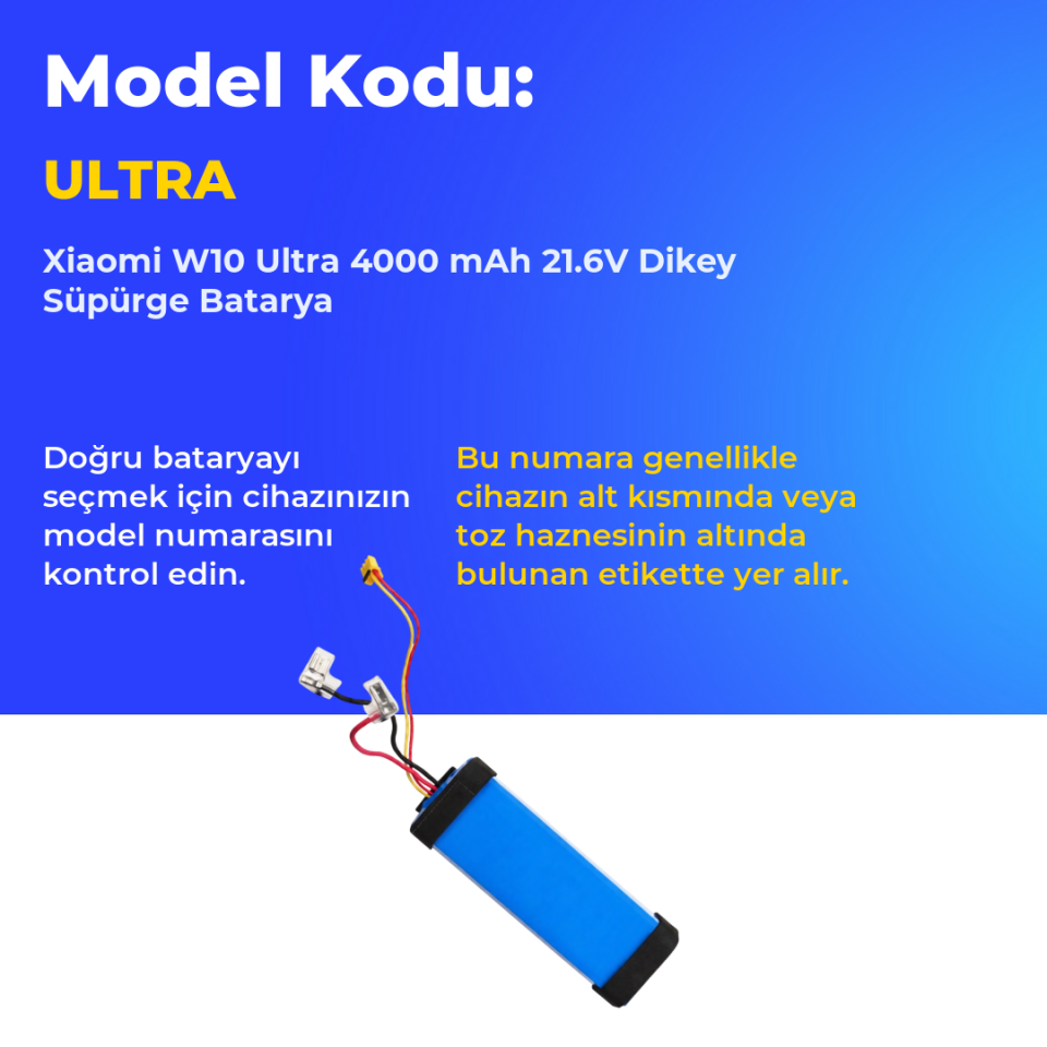 Xiaomi W10 Ultra 4000 mAh 21.6V Dikey Süpürge Batarya