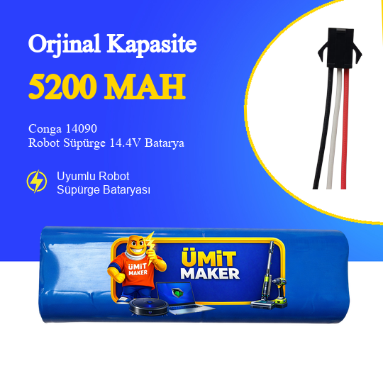 Conga 14090 Robot Süpürge 5200 mAh Batarya