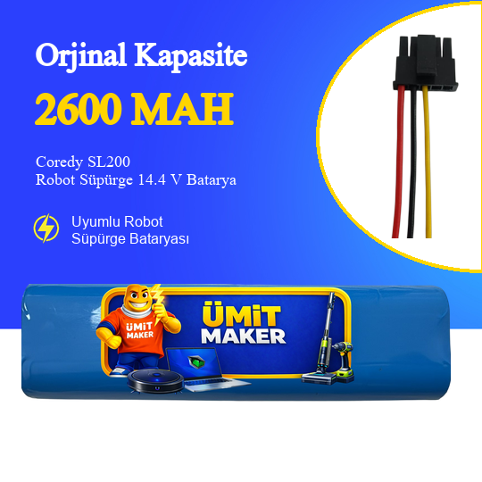 Coredy SL200 Robot Süpürge 2600 mAh Batarya