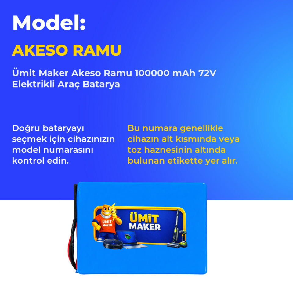 Akeso Ramu 100000 mAh 72V Elektrikli Araç Batarya