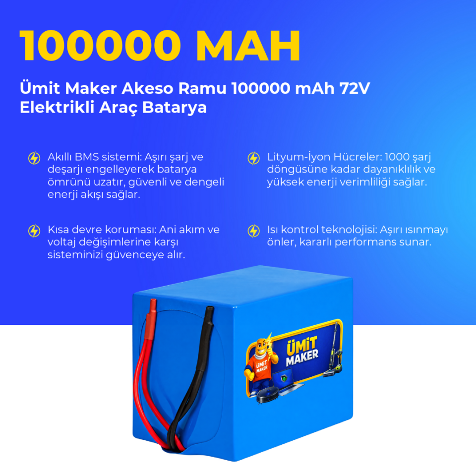 Akeso Ramu 100000 mAh 72V Elektrikli Araç Batarya