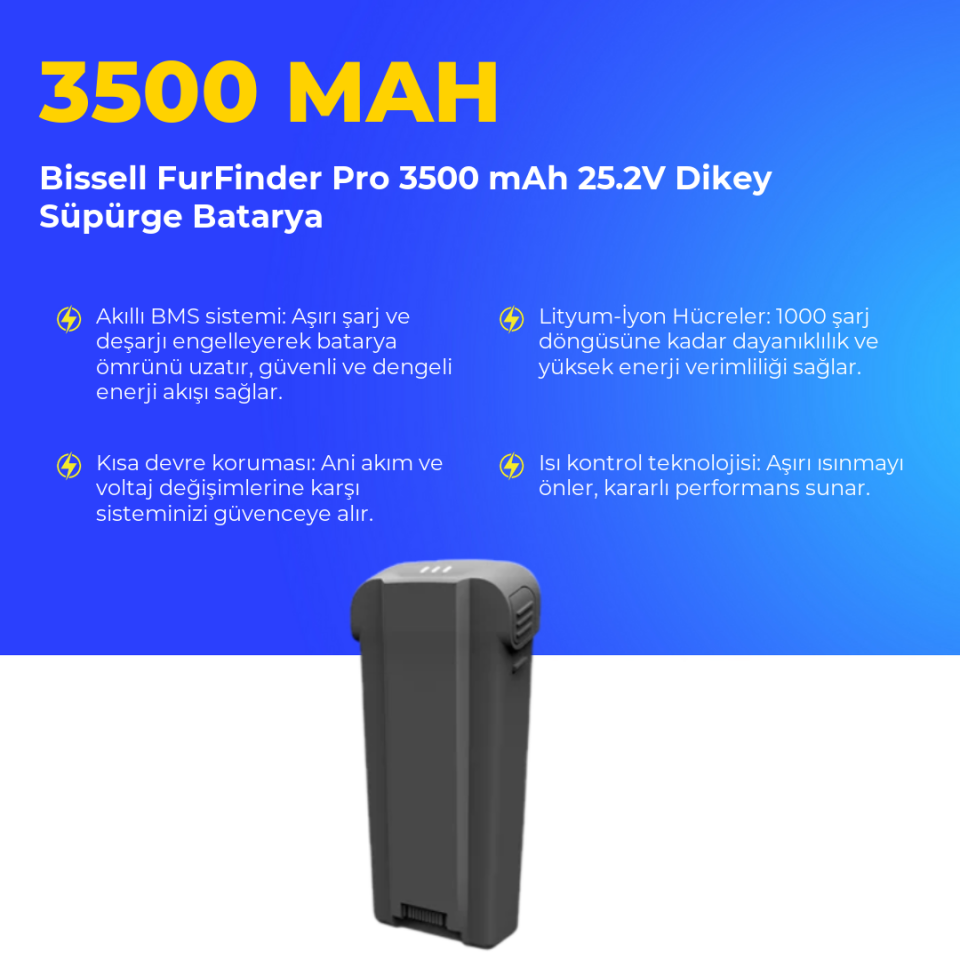 Bissell FurFinder Pro 3500 mAh 25.2V Dikey Süpürge Batarya
