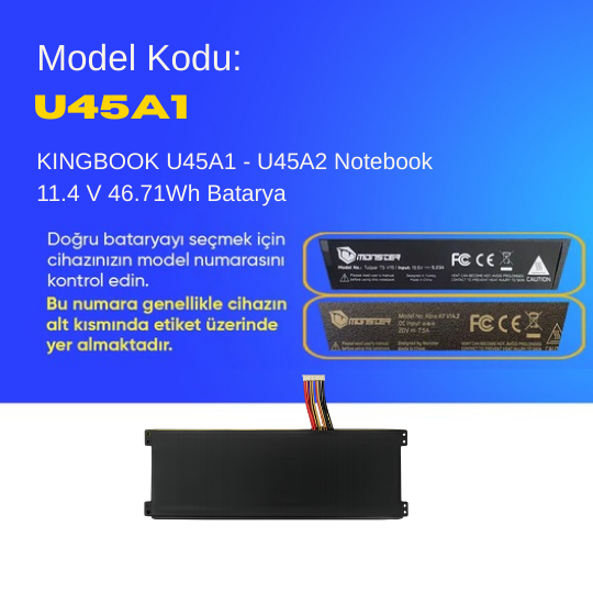 KINGBOOK U45A1 - U45A2 Notebook 11.4 V 46.71Wh Batarya – Orjinal Uyumlu, Yüksek Performanslı