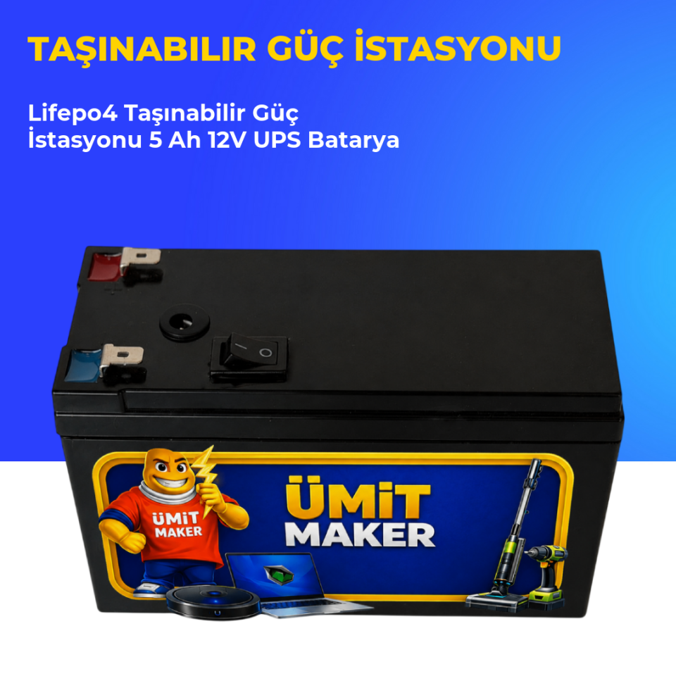 Lifepo4 Taşınabilir Güç İstasyonu 5 Ah 12V UPS Batarya