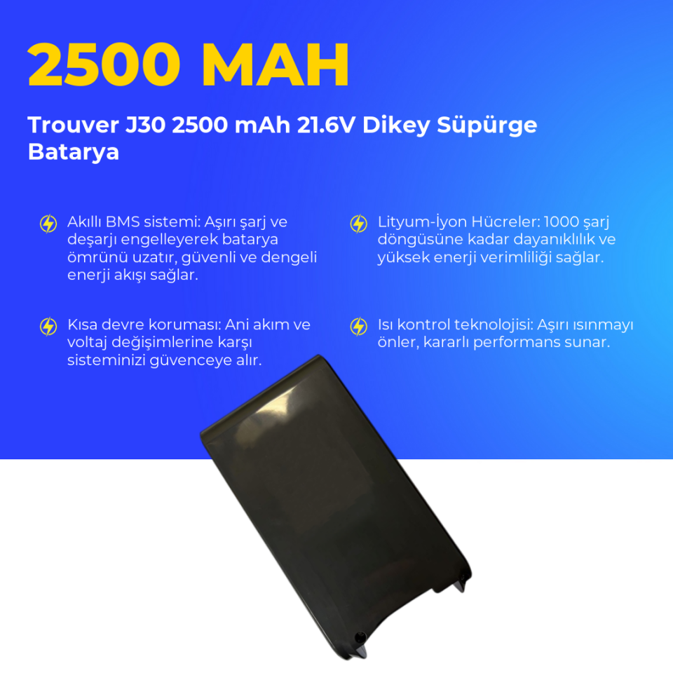 Trouver J30 2500 mAh 21.6V Dikey Süpürge Batarya