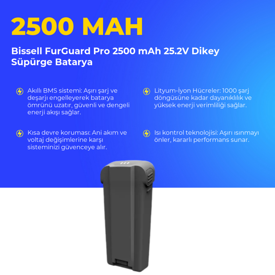 Bissell FurGuard Pro 2500 mAh 25.2V Dikey Süpürge Batarya