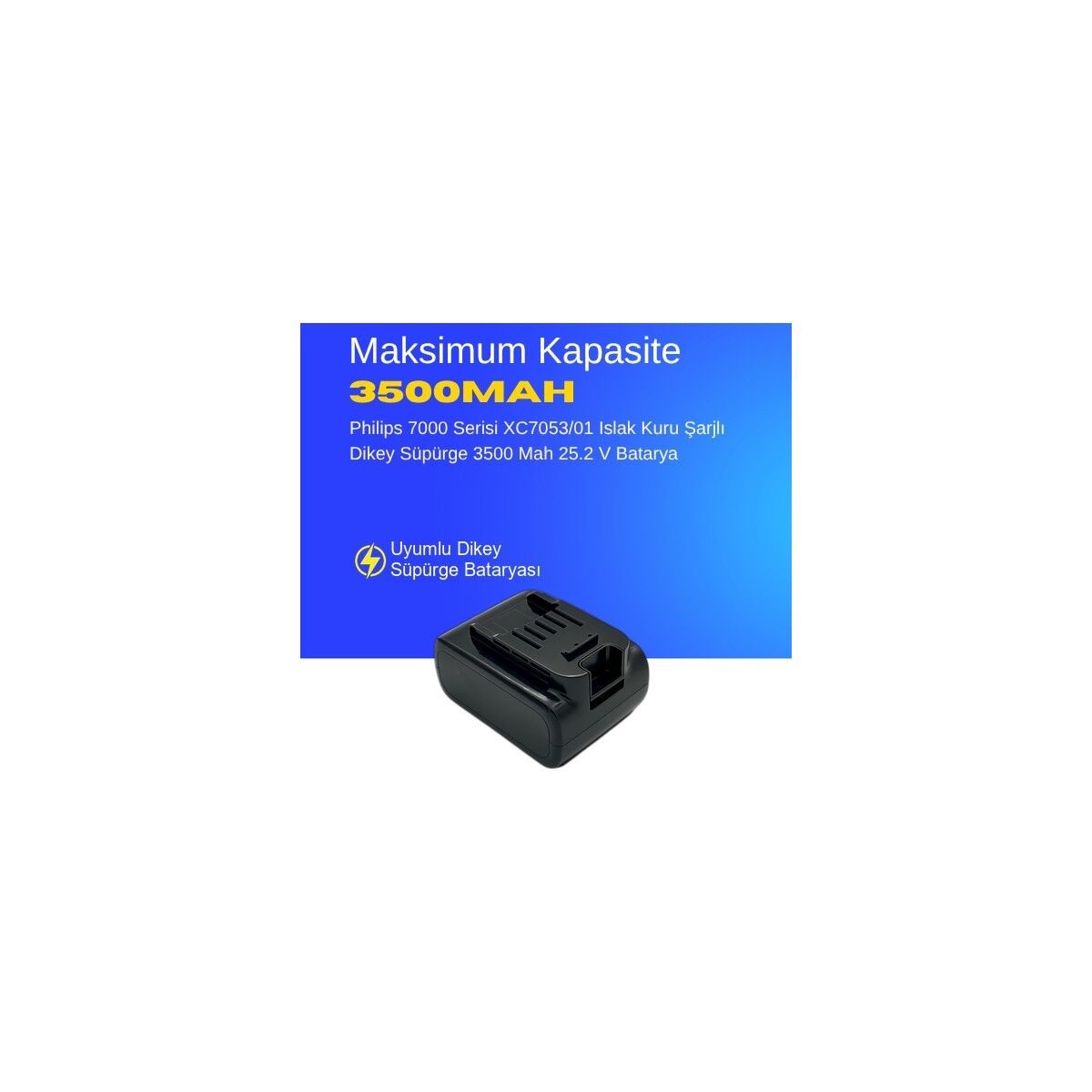 Philips 7000 Serisi XC7053/01 Islak Kuru Şarjlı Dikey Süpürge 3500 Mah 25.2 V Batarya – Orjinal Uyumlu Uzun Ömürlü, Yüksek Performans Pil