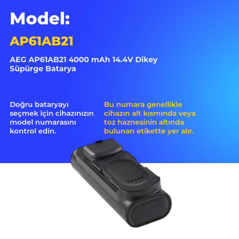 AEG AP61AB21 4000 mAh 14.4V Dikey Süpürge Batarya