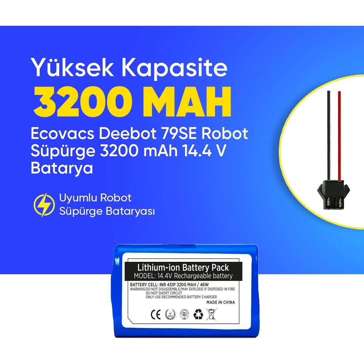 Ecovacs Deebot 79SE Robot Süpürge 3200 Mah 14.4 V Batarya – Orjinal Uyumlu Uzun Ömürlü, Yüksek Performans Pil