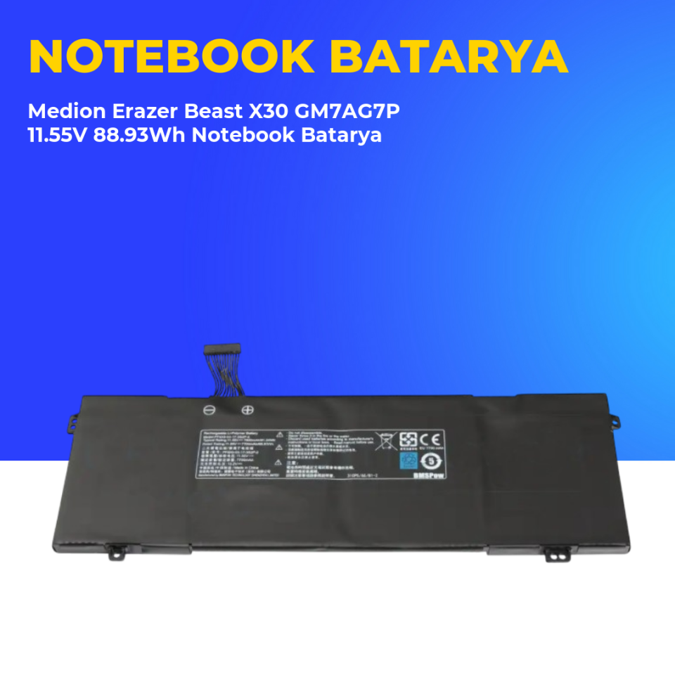 Medion Erazer Beast X30 GM7AG7P 11.55V 88.93Wh Notebook Batarya