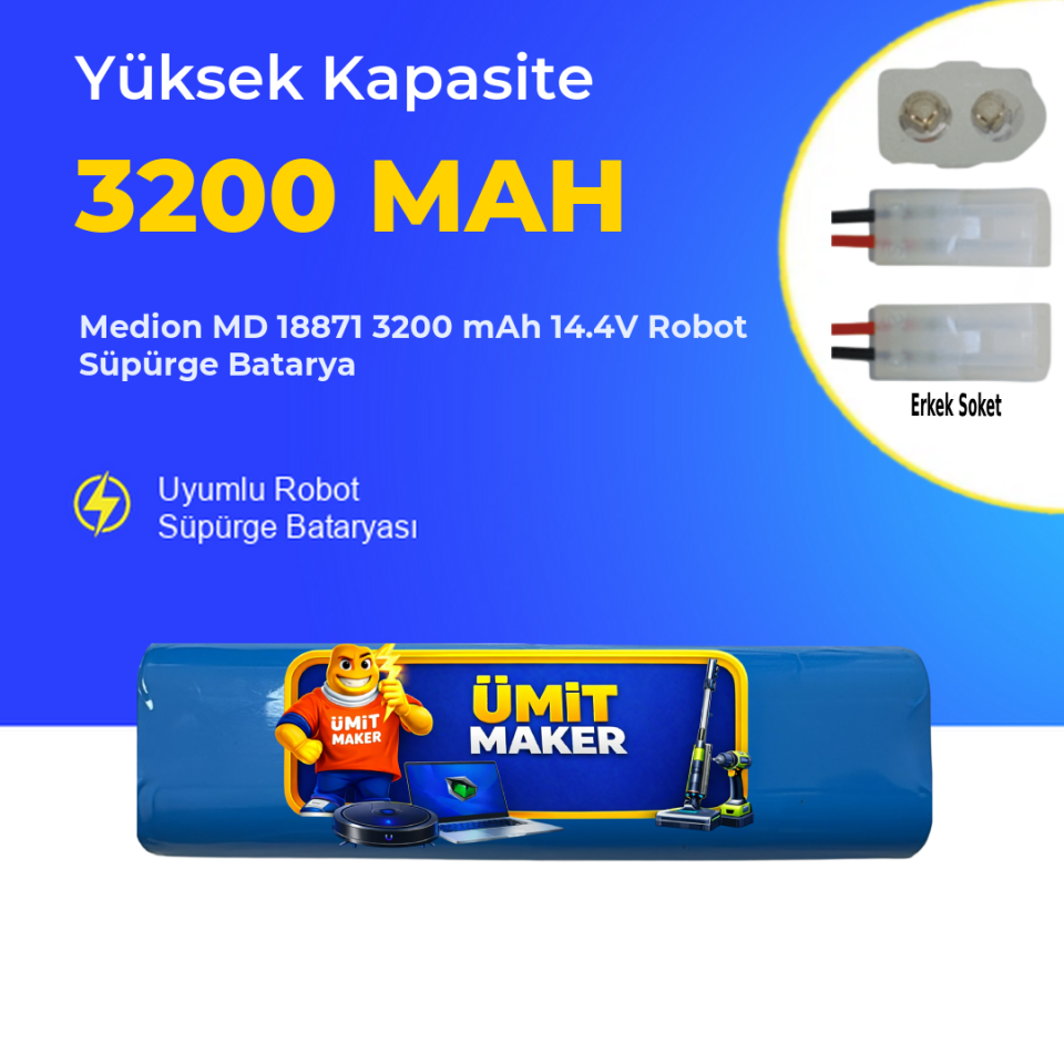 Medion MD 18871 3200 mAh 14.4V Robot Süpürge Batarya