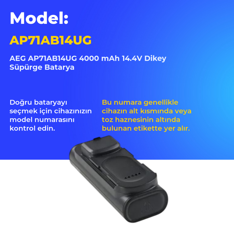 AEG AP71AB14UG 4000 mAh 14.4V Dikey Süpürge Batarya