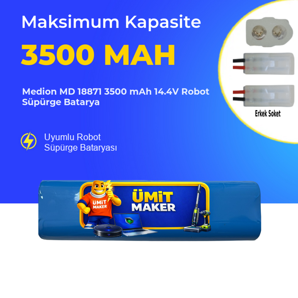 Medion MD 18871 3500 mAh 14.4V Robot Süpürge Batarya