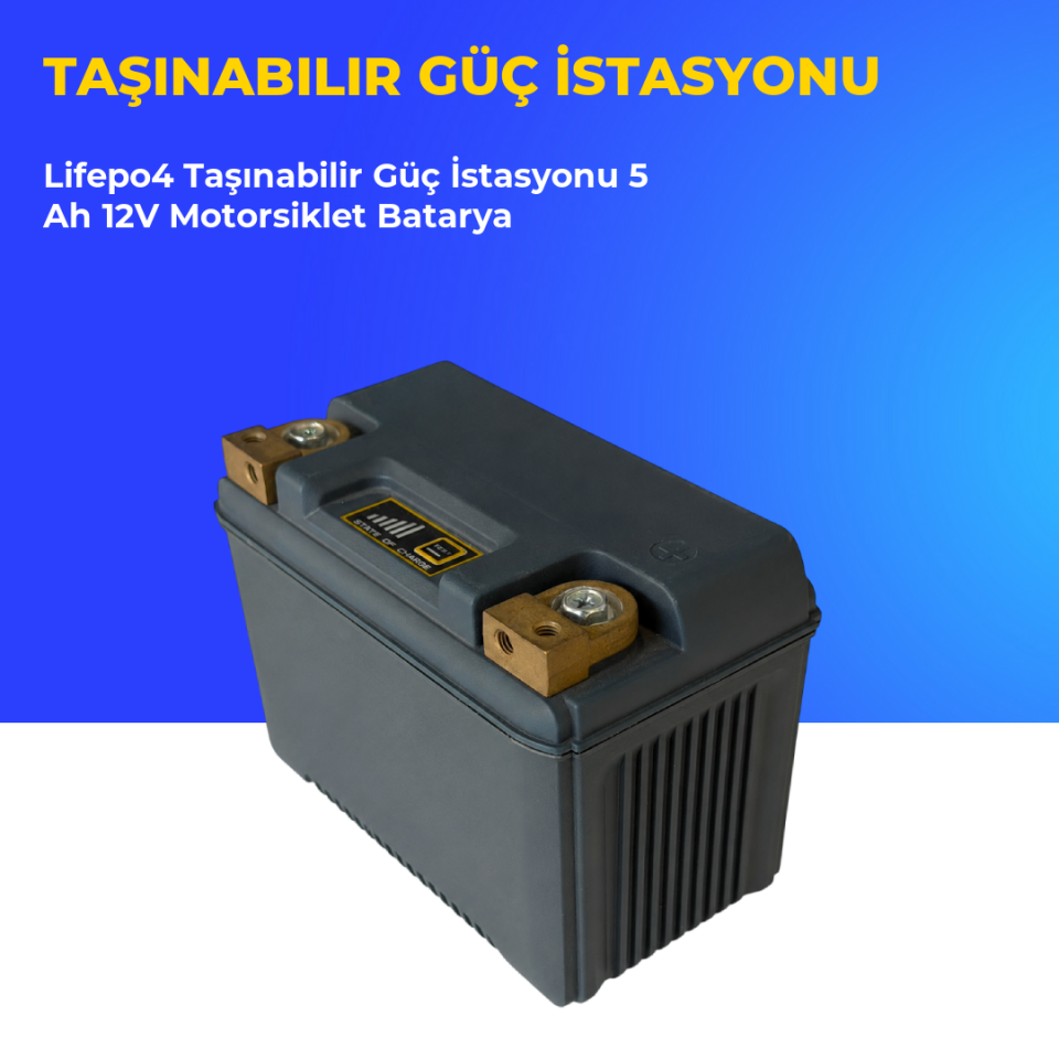 Lifepo4 Taşınabilir Güç İstasyonu 5 Ah 12V Motorsiklet Batarya