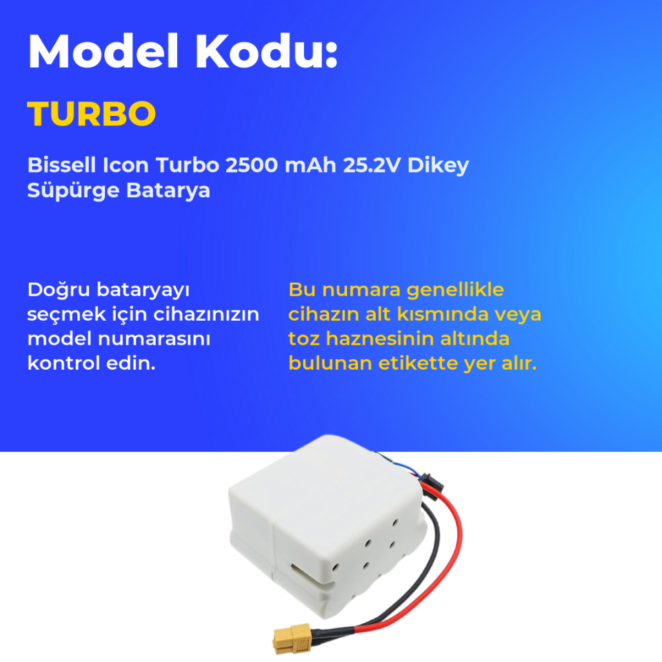 Bissell Icon Turbo 2500 mAh 25.2V Dikey Süpürge Batarya