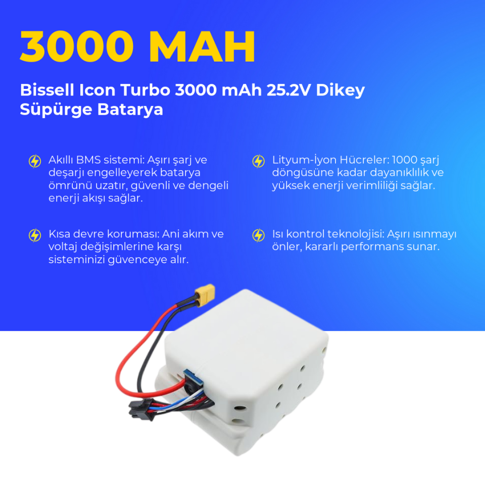 Bissell Icon Turbo 3000 mAh 25.2V Dikey Süpürge Batarya