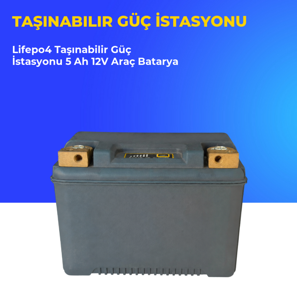 Lifepo4 Taşınabilir Güç İstasyonu 5 Ah 12V Araç Batarya