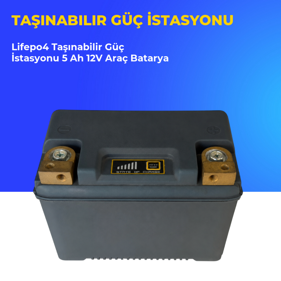 Lifepo4 Taşınabilir Güç İstasyonu 5 Ah 12V Araç Batarya