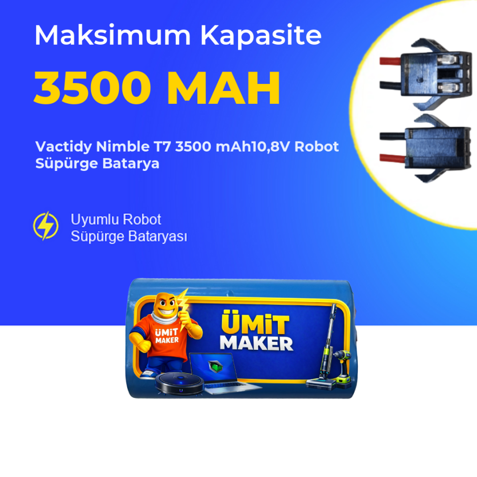 Vactidy Nimble T7 3500 mAh10,8V Robot Süpürge Batarya