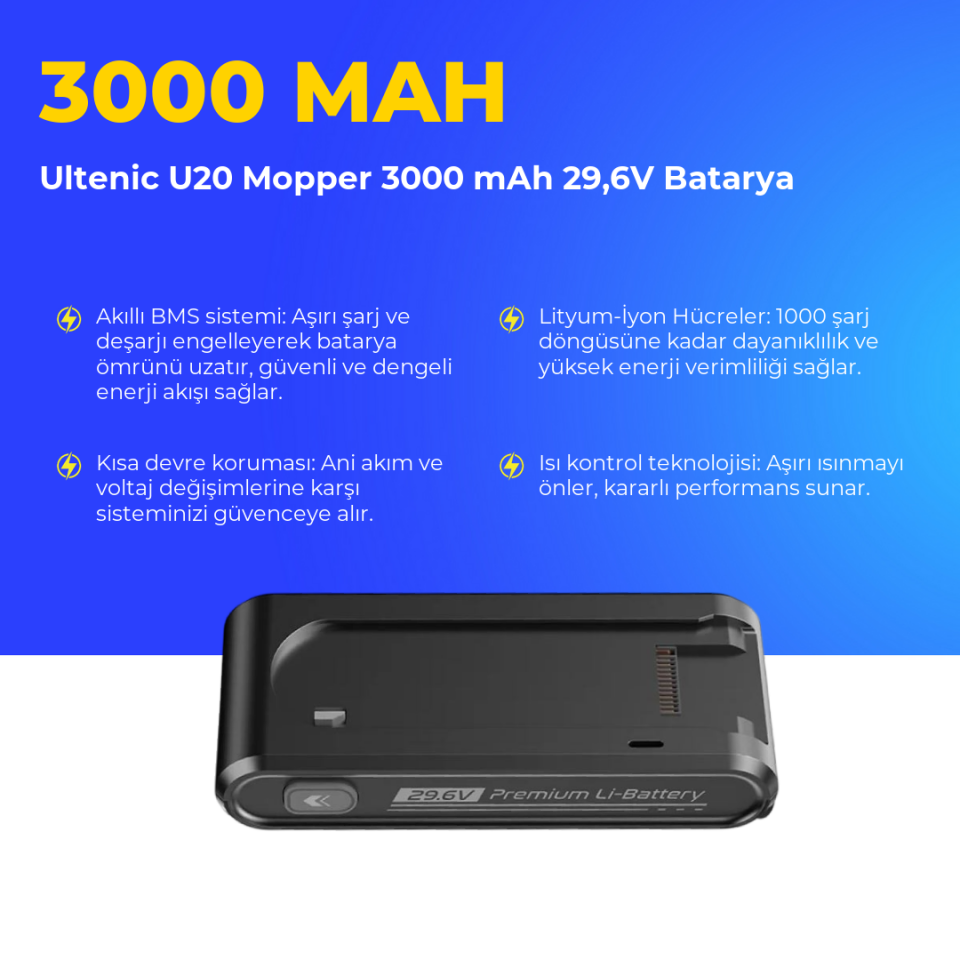 Ultenic U20 Mopper 3000 mAh 29,6V Batarya