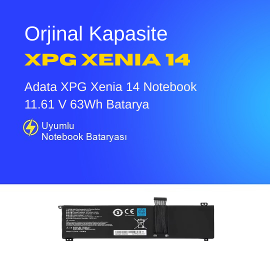 Adata XPG Xenia 14 Notebook 11.61 V 63Wh Batarya – Orjinal Uyumlu, Yüksek Performanslı