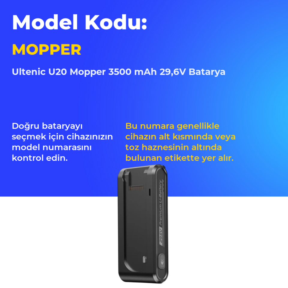 Ultenic U20 Mopper 3500 mAh 29,6V Batarya