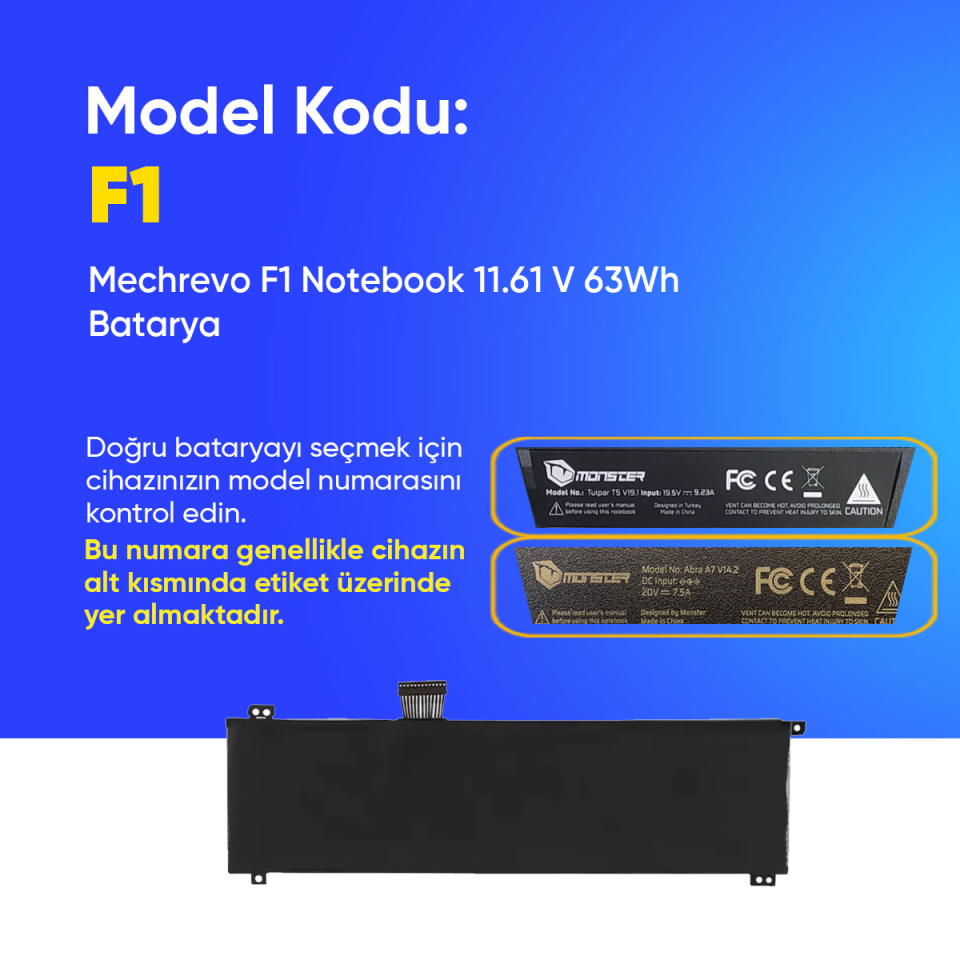 Mechrevo F1 Notebook 11.61 V 63Wh Batarya – Orjinal Uyumlu, Yüksek Performanslı