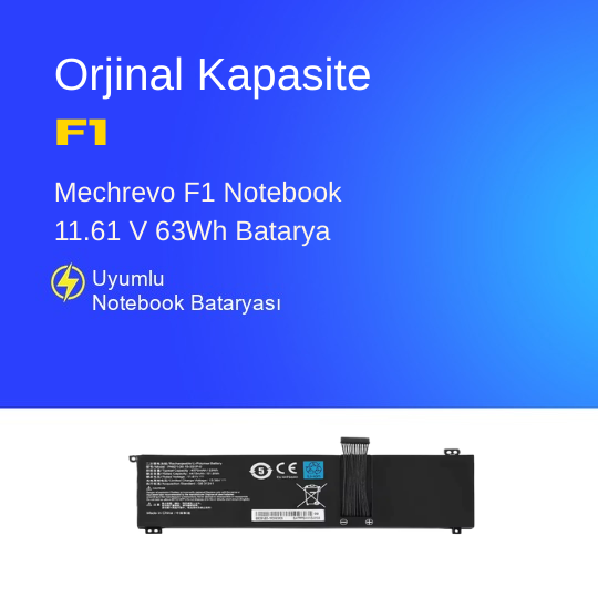 Mechrevo F1 Notebook 11.61 V 63Wh Batarya – Orjinal Uyumlu, Yüksek Performanslı