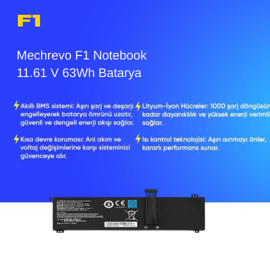 Mechrevo F1 Notebook 11.61 V 63Wh Batarya – Orjinal Uyumlu, Yüksek Performanslı
