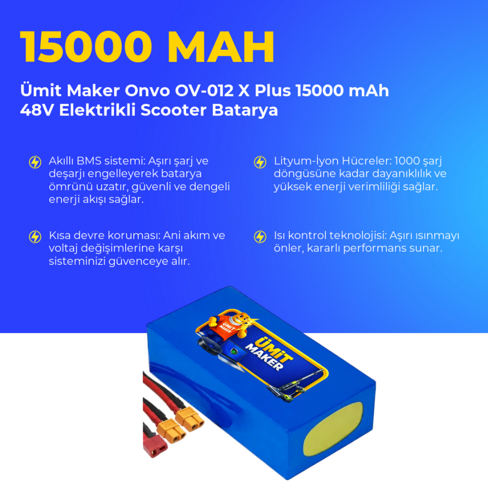 Onvo OV-012 X Plus 15000 mAh 48V Elektrikli Scooter Batarya
