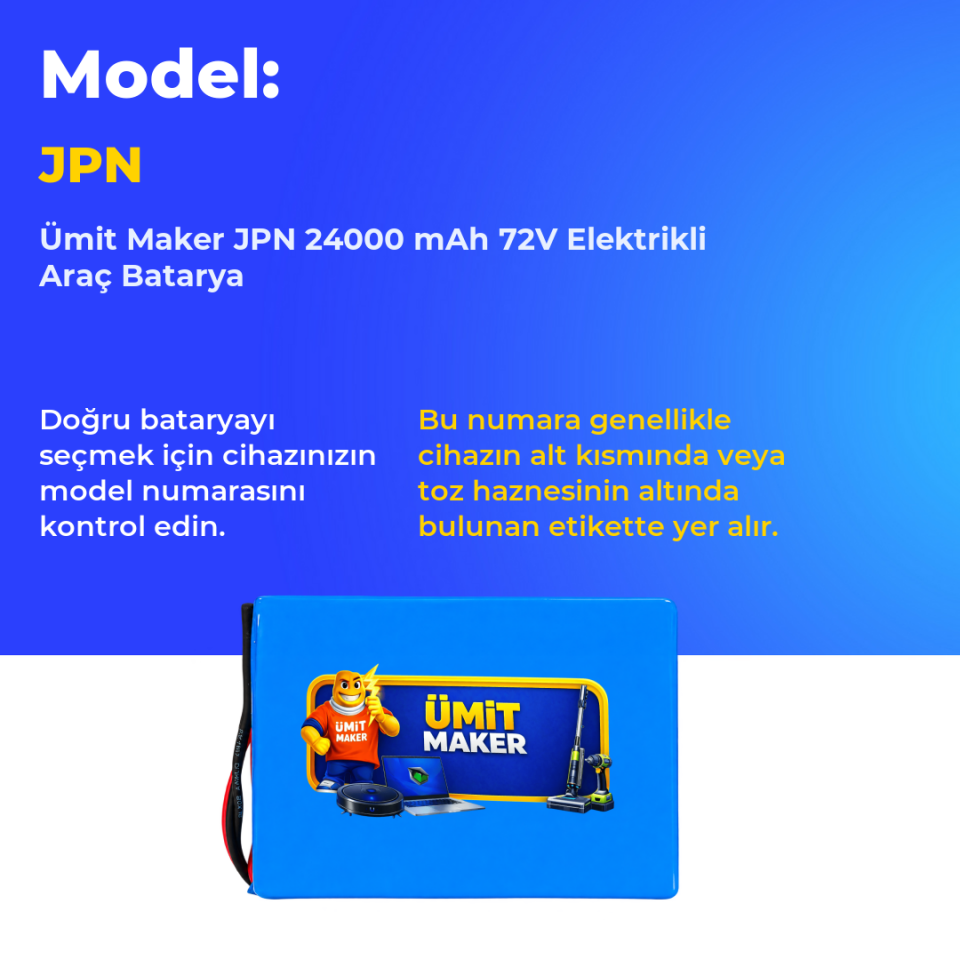 JPN 24000 mAh 72V Elektrikli Araç Batarya