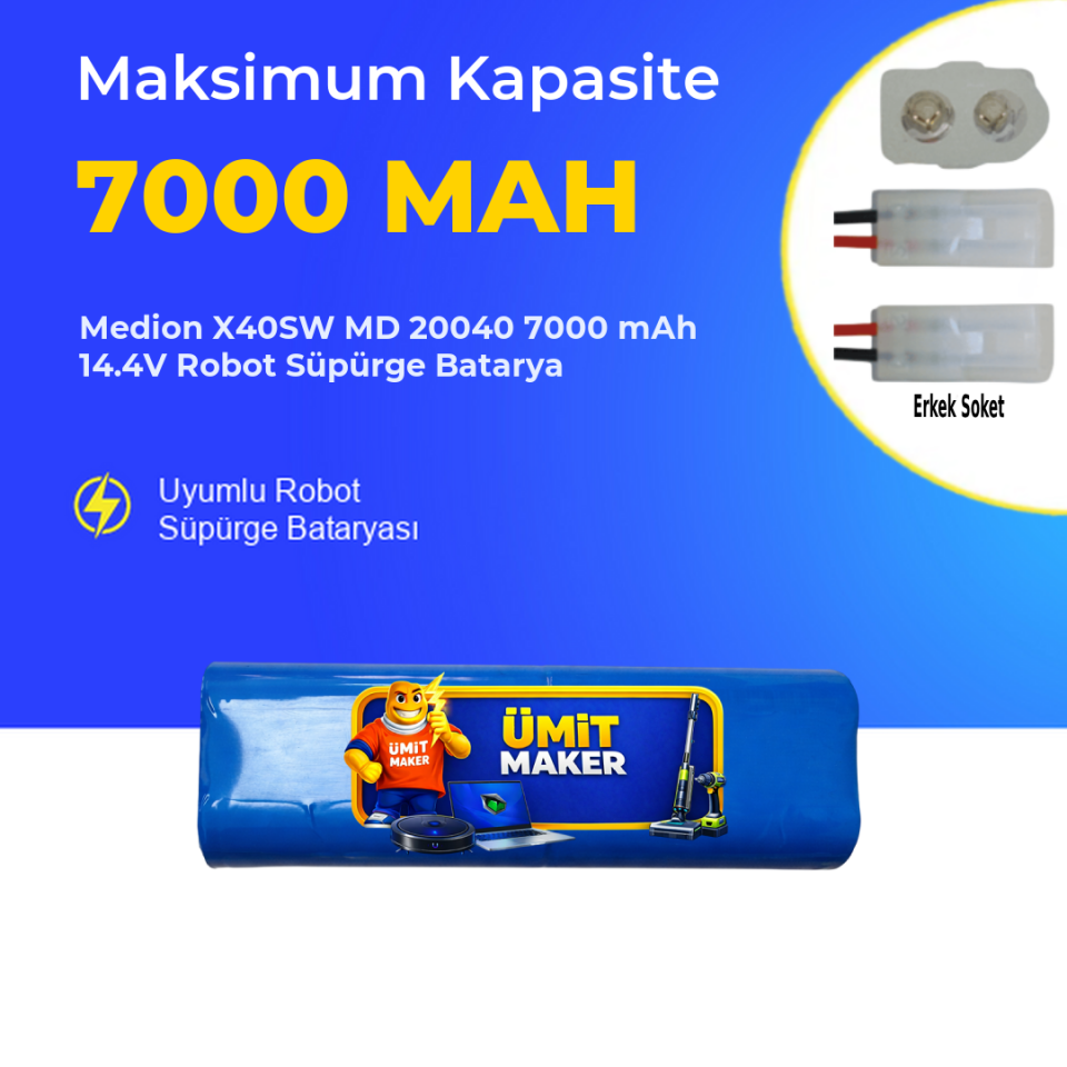 Medion X40SW MD 20040 7000 mAh 14.4V Robot Süpürge Batarya