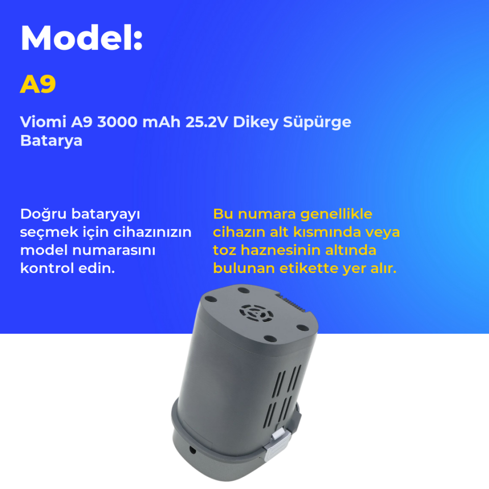 Viomi A9 3000 mAh 25.2V Dikey Süpürge Batarya