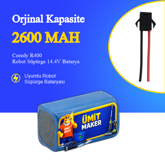 Coredy R400 Robot Süpürge 2600 mAh Batarya