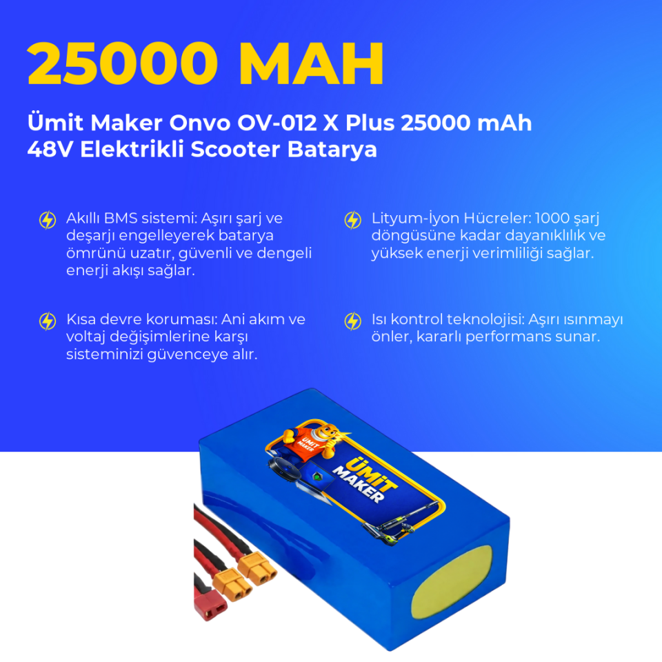 Onvo OV-012 X Plus 25000 mAh 48V Elektrikli Scooter Batarya